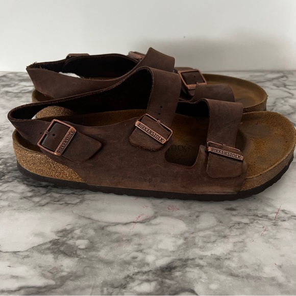 Birkenstocks Milano Men’s Brown Sandals Sz 43 - Picture 2 of 6